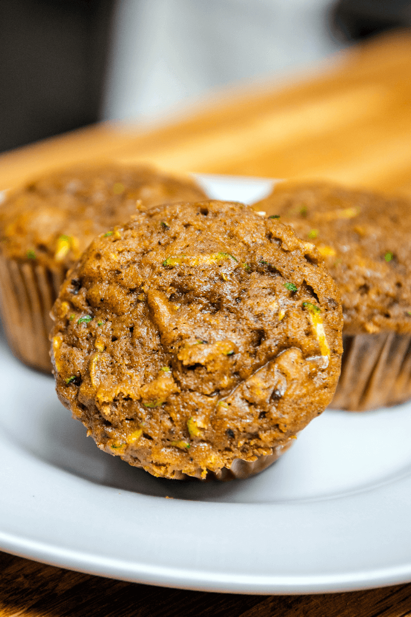 A plate of sweet potato zucchini muffins.